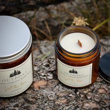 Load image into Gallery viewer, unscented wooden wick beeswax candles in 4 and 8 oz. sizes
