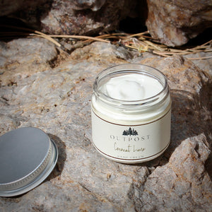 handmade hand cream in clear PET jar with metal lid.  scent is Coconut Lime