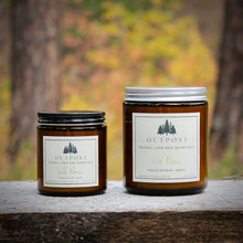 Load image into Gallery viewer, Wild Bloom beeswax candles come in 4 and 8 oz. sizes with gift boxes included