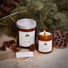 Load image into Gallery viewer, Spirit Wood candles in 4 and 8 ounce sizes with wooden matches