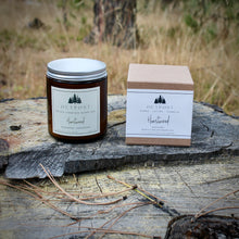 Load image into Gallery viewer, Heartwood 4 and 8 oz. candles with wooden wick and gift box.