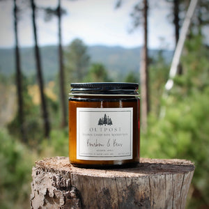 beeswax candle  with wooden wick photographed in  the beautiful Black Hills of South Dakota